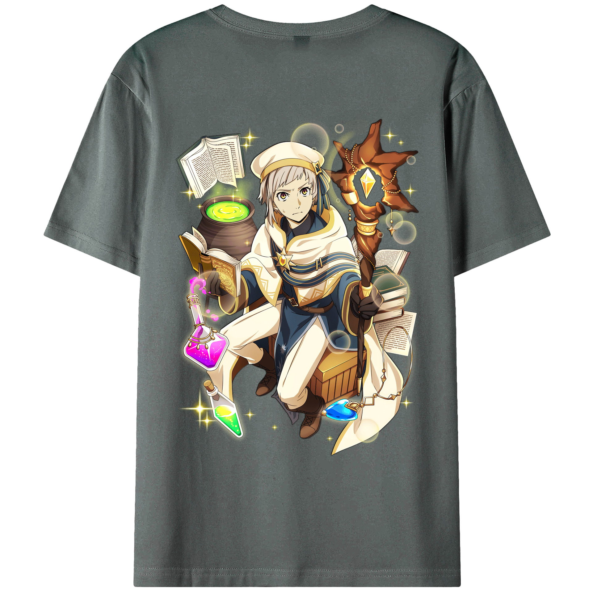 （画像用） 文豪ストレイドッグス Bungo Stray Dogs 綿100％ メンズ半袖Tシャツ（バックプリント） 通気性